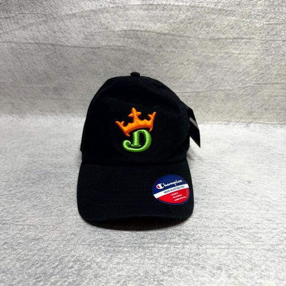 Draft Kings x Champion Black Adjustable Dad Hat Embroidered NEW - Picture 1 of 8
